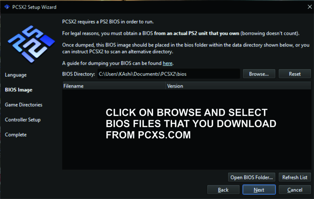 Official PS2 BIOS File Download for PCSX2 & AetherSX2 Emulators Free 6 installation PCSX2 02